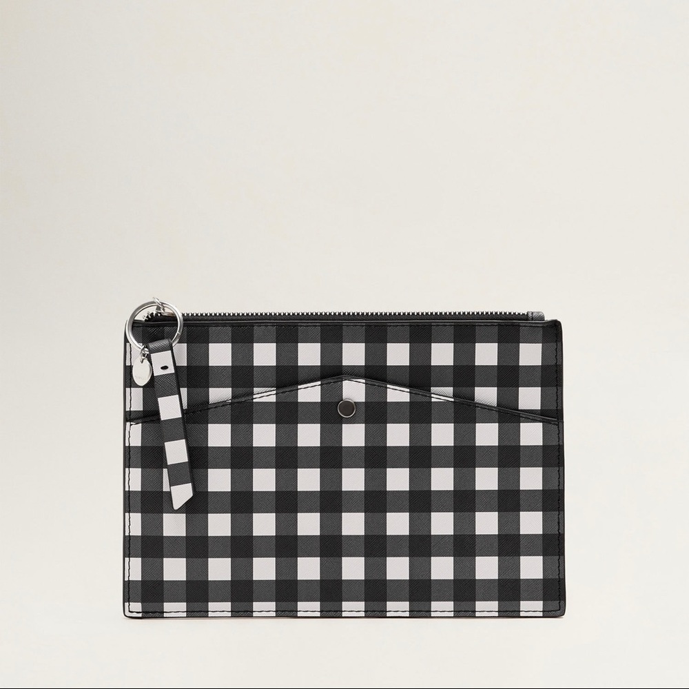 NWT Mango Gingham check cosmetic bag